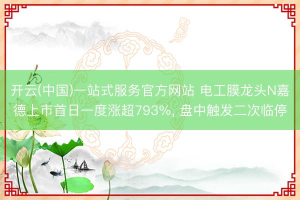 开云(中国)一站式服务官方网站 电工膜龙头N嘉德上市首日一度涨超793%， 盘中触发二次临停