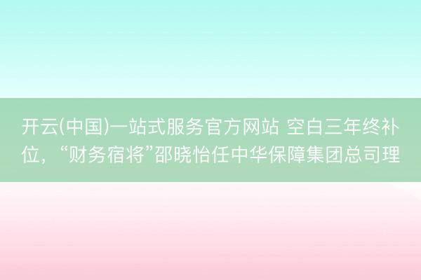 开云(中国)一站式服务官方网站 空白三年终补位,“财务宿将”邵晓怡任中华保障集团总司理